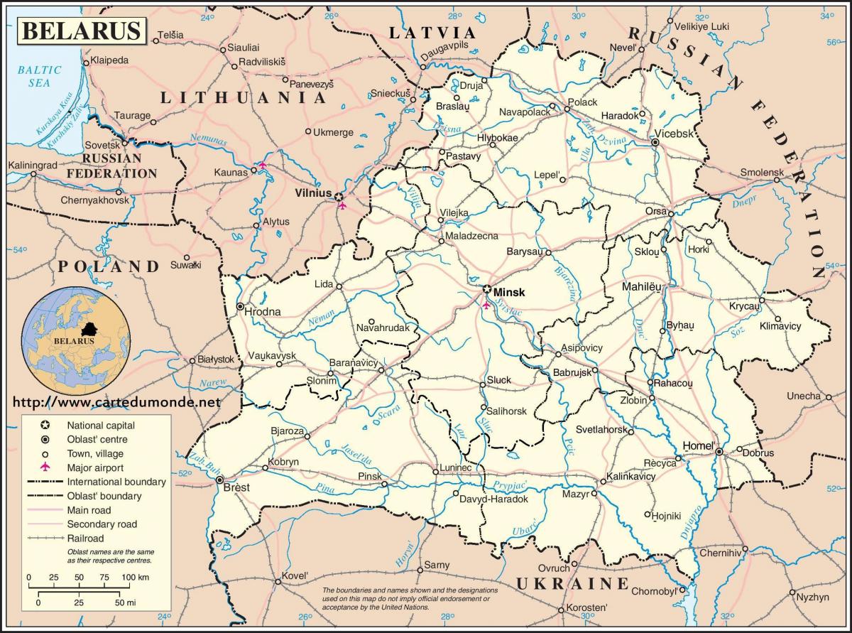 Wit-rusland land kaart